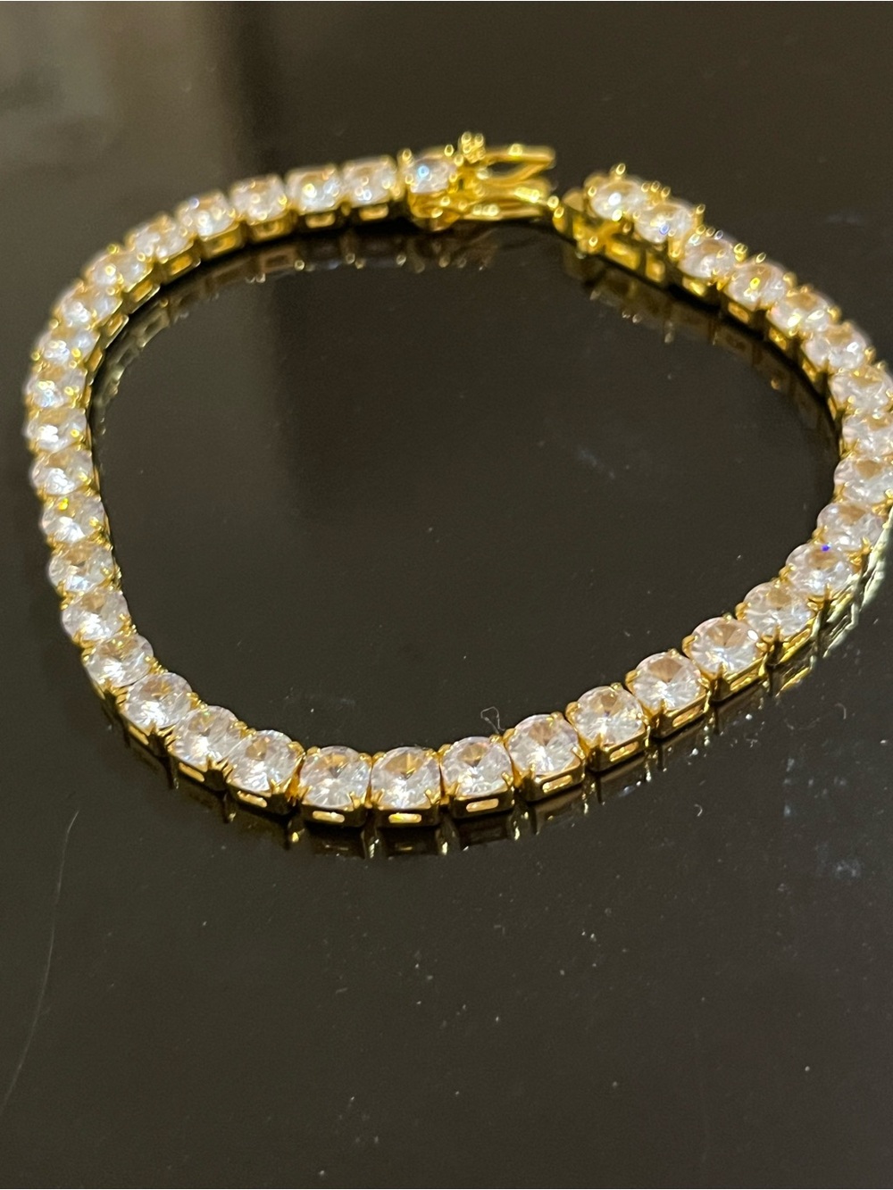 18k gold plated Cubic Zirconia Tennis Bracelet - Women Jewelry